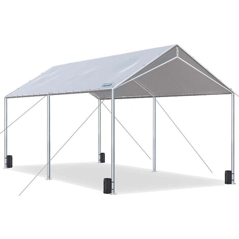 Quictent 10X20ft Upgraded Heavy Duty Carport Car Canopy Party Tent with 3 Reinforced Steel Cables-Gainsboro