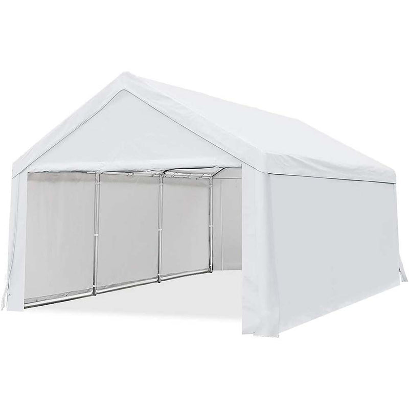 Quictent 10’x20’ Carport Car Canopy Heavy Duty Galvanized Frame Car Shelter with Ground Bar-White