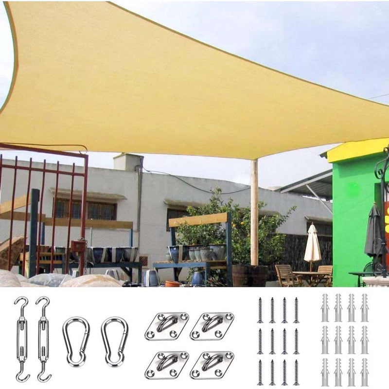 Quictent 24X24FT Sand 185G HDPE Square Sun Shade Sail Canopy 98% UV Block