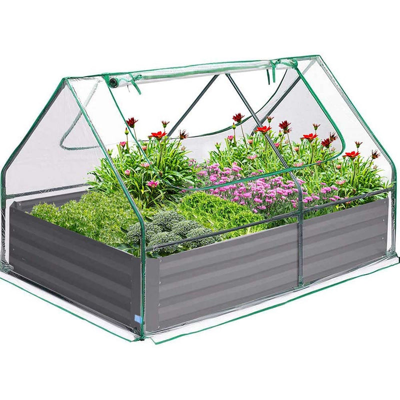 Quictent 4×3×1 Ft Extra-Thick Galvanized Steel Raised Garden Bed Planter Kit Box, Greenhouse