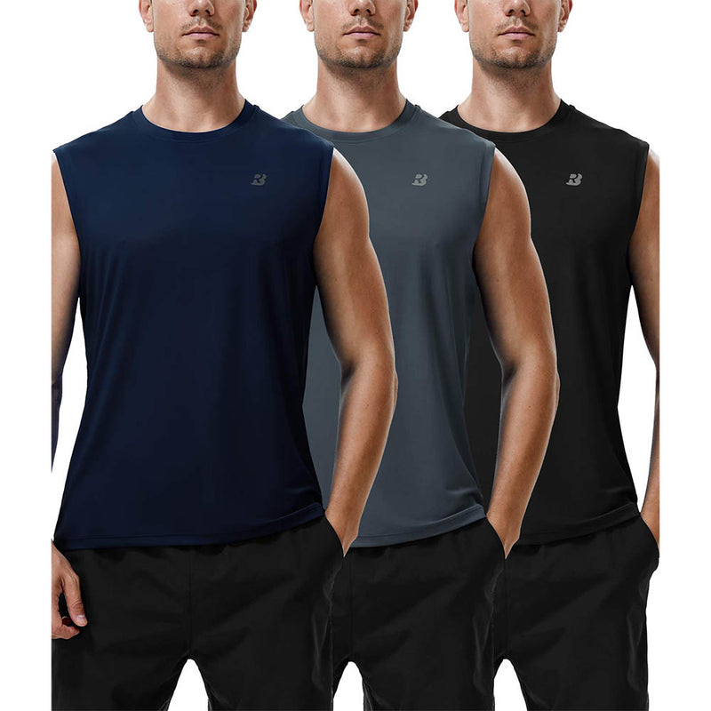 Roadbox Workout Sleeveless Shirts for Men Athletic Gym Basketball Quick Dry Muscle Tank Tops