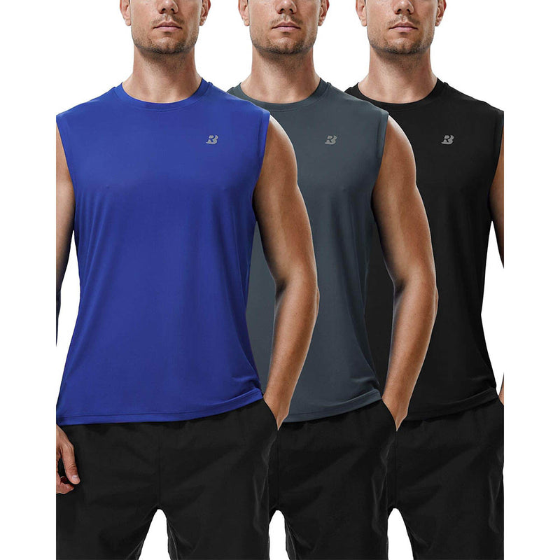 Roadbox Workout Sleeveless Shirts for Men Athletic Gym Basketball Quick Dry Muscle Tank Tops