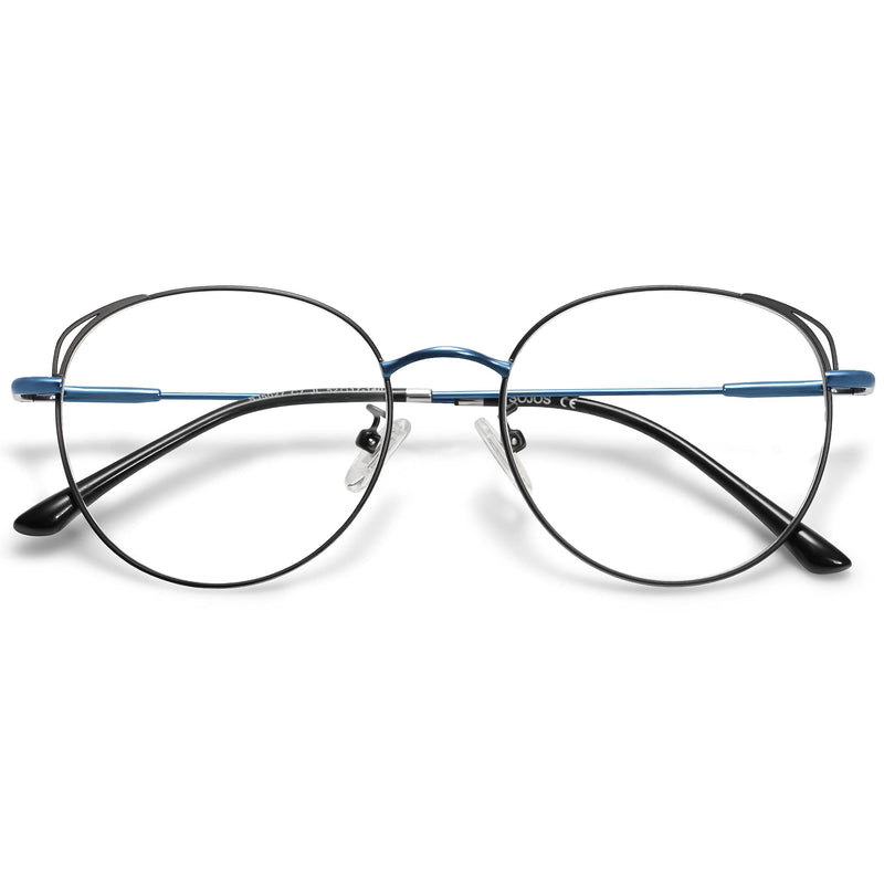 SOJOS Cat Eye Blue Light Blocking Glasses Hipster Metal Frame Women Eyeglasses She Young