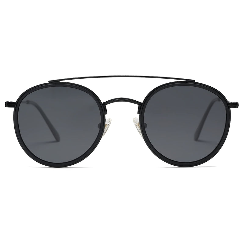 SOJOS Retro Round Polarized Sunglasses UV400 Double Bridge Sun Glasses SUNSET SJ1104