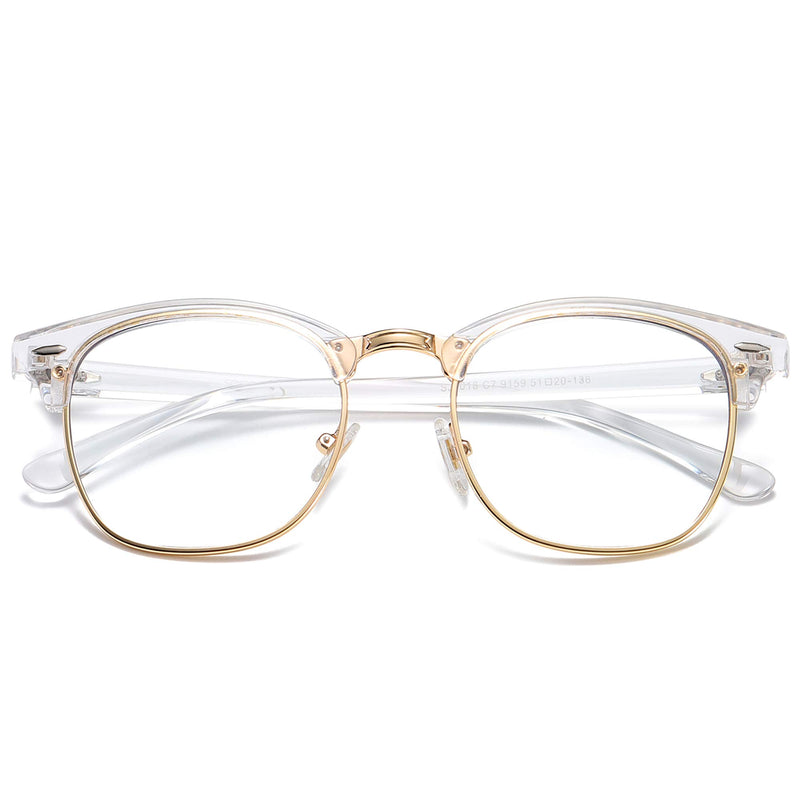 SOJOS Retro Semi Rimless Blue Light Blocking Glasses Half Horn Rimmed Eyeglasses SJ5018