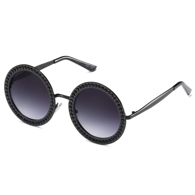 SOJOS Shining Oversized Round Rhinestone Sunglasses Festival Gem Sunnies SJ1095