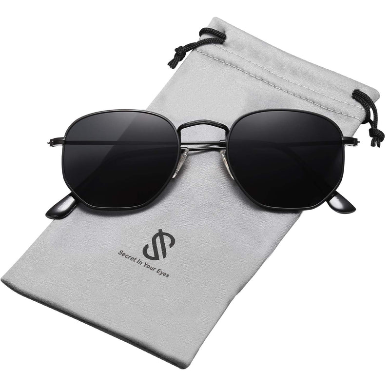 SOJOS Small Square Polarized Sunglasses for Men and Women Polygon Mirrored Lens SJ1072