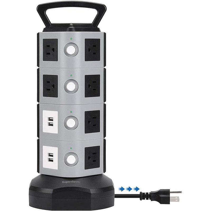 SUPERDANNY Surge Protector Power Strip Tower, Electric Charging Station
