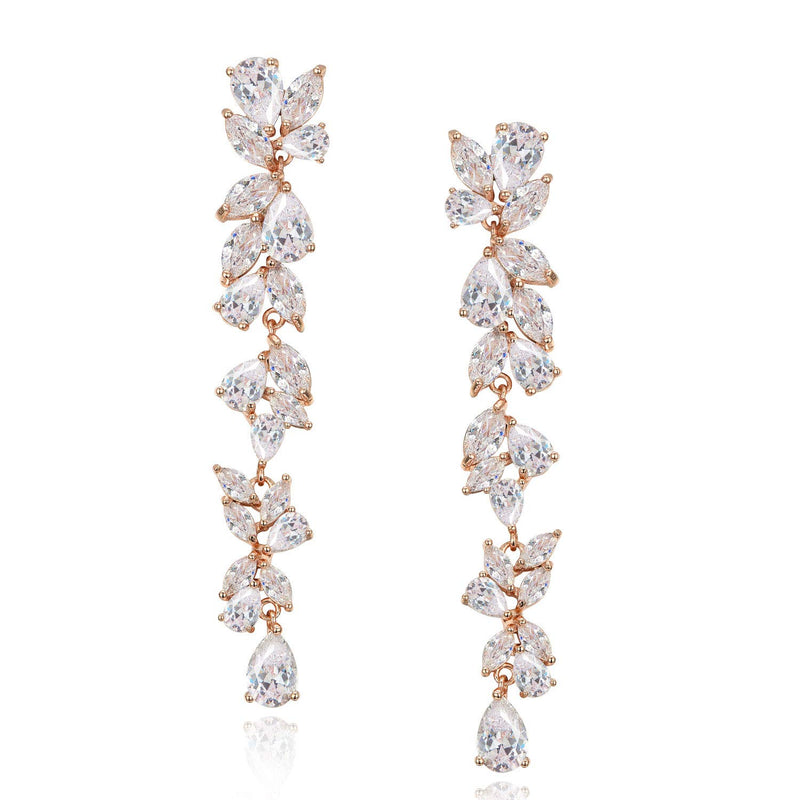 SWEETV Cubic Zirconia Bridal Earrings , Crystal Chandelier Wedding Drop Earrings