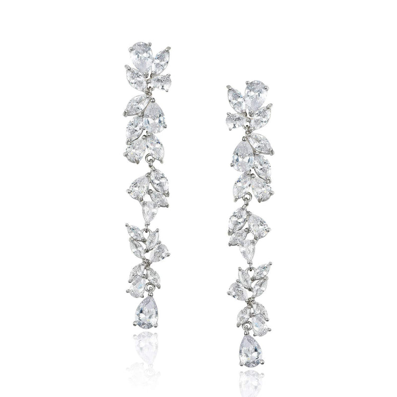 SWEETV Cubic Zirconia Bridal Earrings , Crystal Chandelier Wedding Drop Earrings