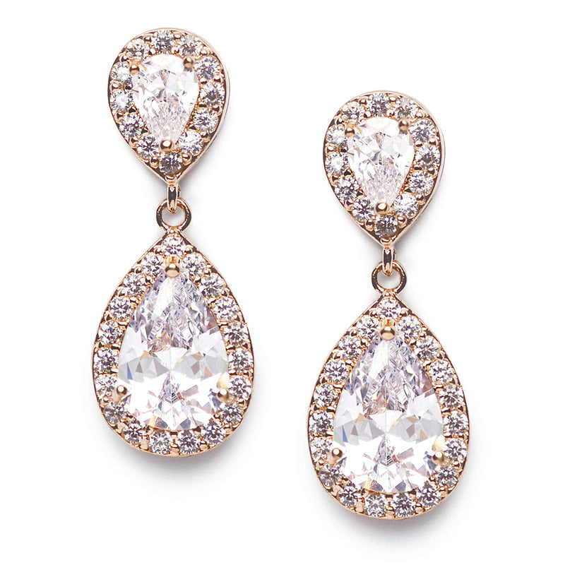 SWEETV Cubic Zirconia Teardrop Bridal Earrings, Rhinestone Dangle Earrings