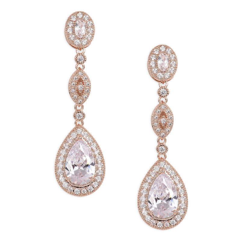 SWEETV Cubic Zirconia Teardrop Wedding Bridal Earrings