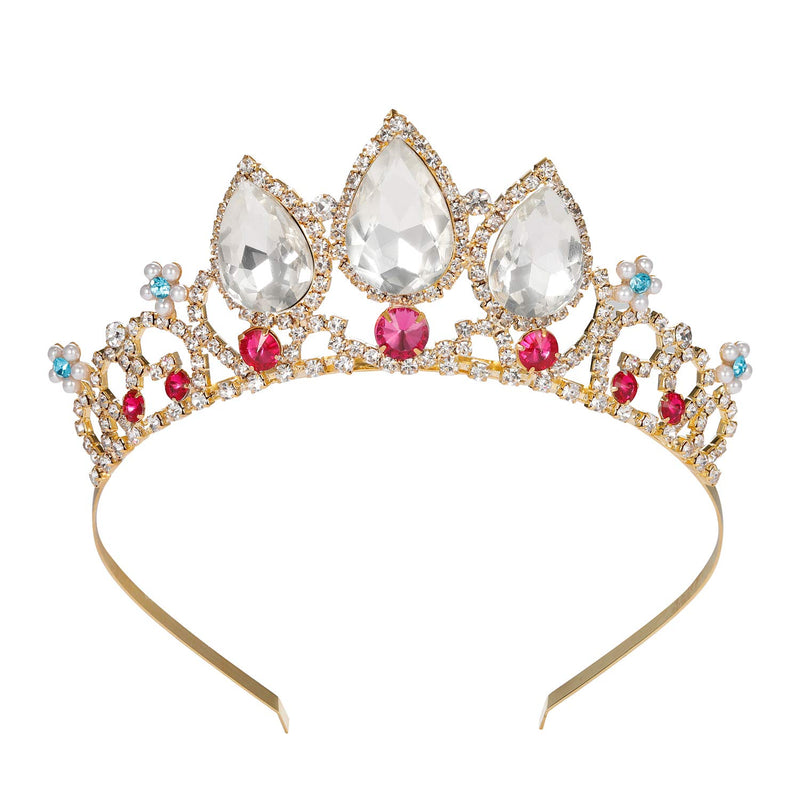 SWEETV Girls Rapunzel Tiara, Multicolored Crystal Princess Crowns Headband for Kids