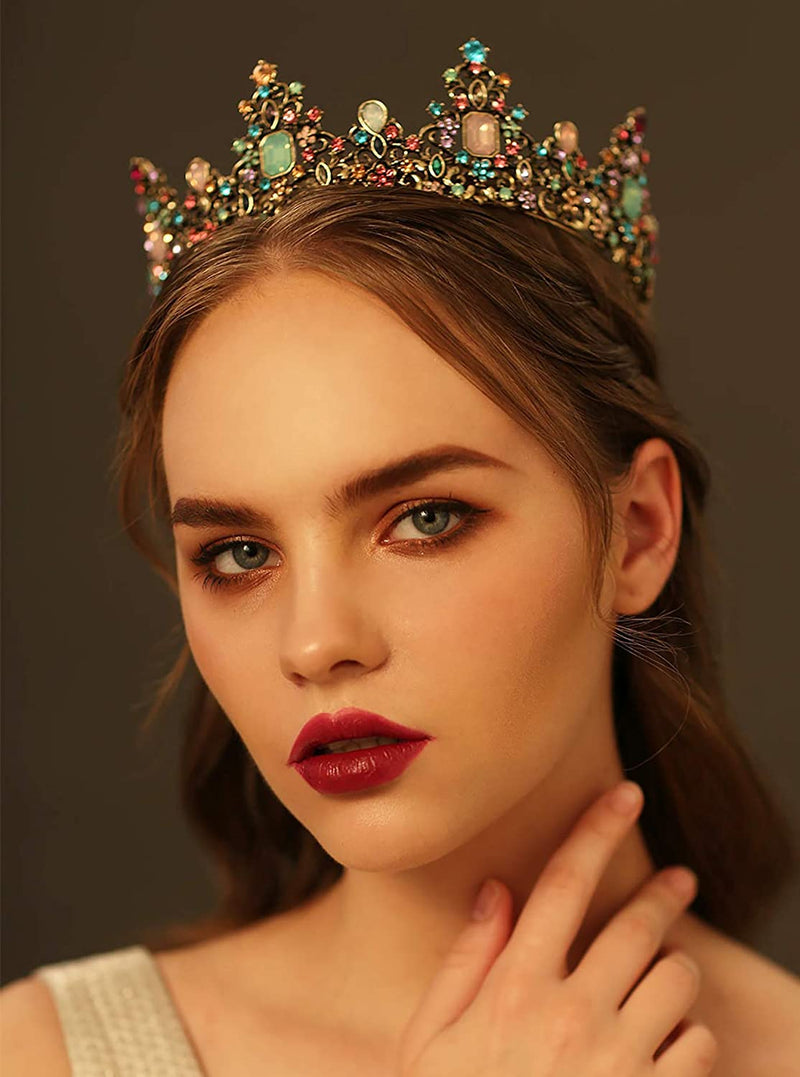 SWEETV Jeweled Baroque Queen Crown-Rhinestone Wedding Tiaras and Crowns