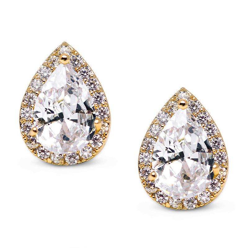 SWEETV Teardrop Bridal Earrings for Wedding - Elegant Cubic Zirconia Stud Earrings