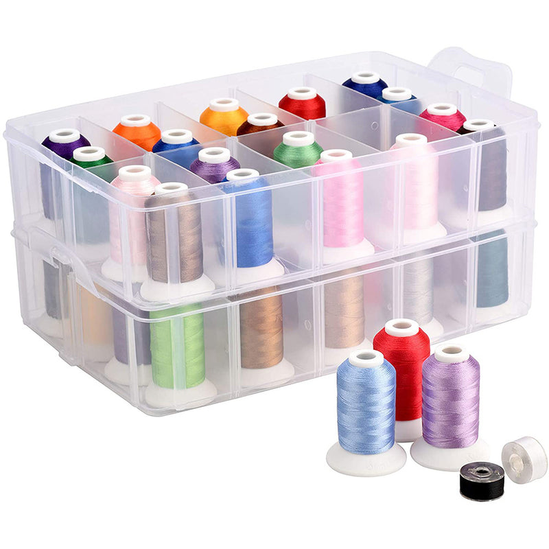 Simthread Embroidery Machine Thread 40 Brother Colors with Storage Box
