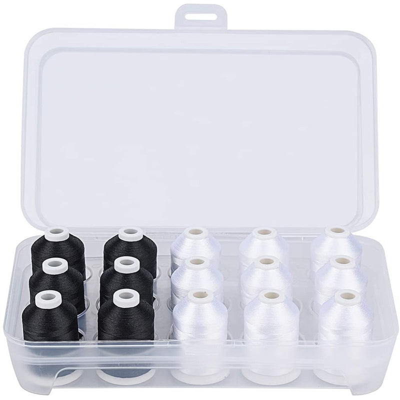 Simthread Machine Embroidery Thread with Storage Box Polyester 15 Spools Set for Embroidery Sewing Machine