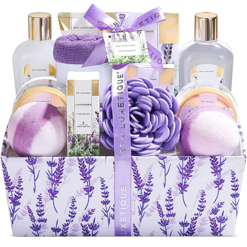 Spa Luxetique 12pcs Lavender Bath Set with Bubble Bath, Body Scrub & More