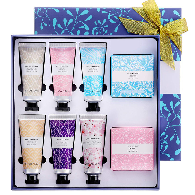Spa Luxetique Hand Cream & Bar Soap Gift Set for Women, 8 Pack
