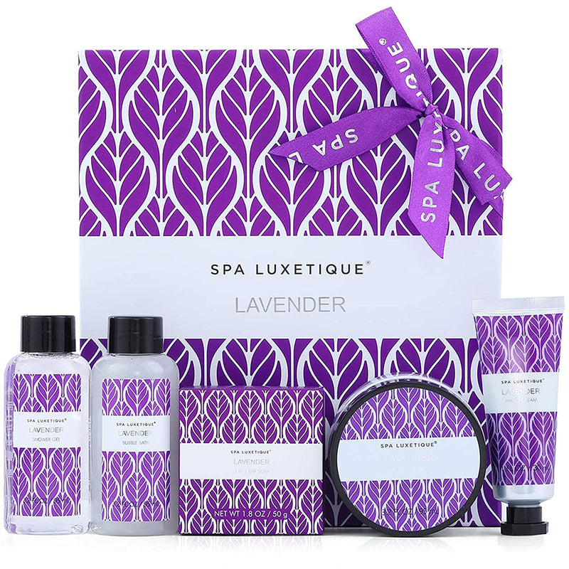 Spa Luxetique Lavender Spa Gift Baskets, 6 Pcs, Travel Bag