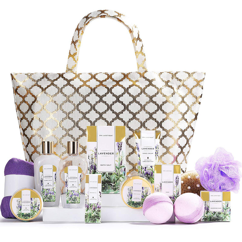 Spa Luxetique Lavender Spa Gift Set for Women - 15pcs Includes Bath Bombs