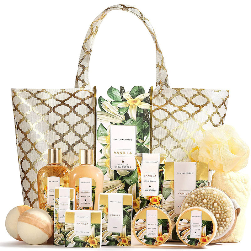 Spa Luxetique Vanilla Spa Gift Basket for Women, Luxury 15 Pcs