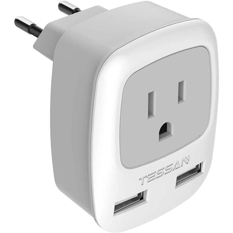 TESSAN  European Travel Plug Adapter, International Power Plug, Type C Outlet Adaptor Charger for US
