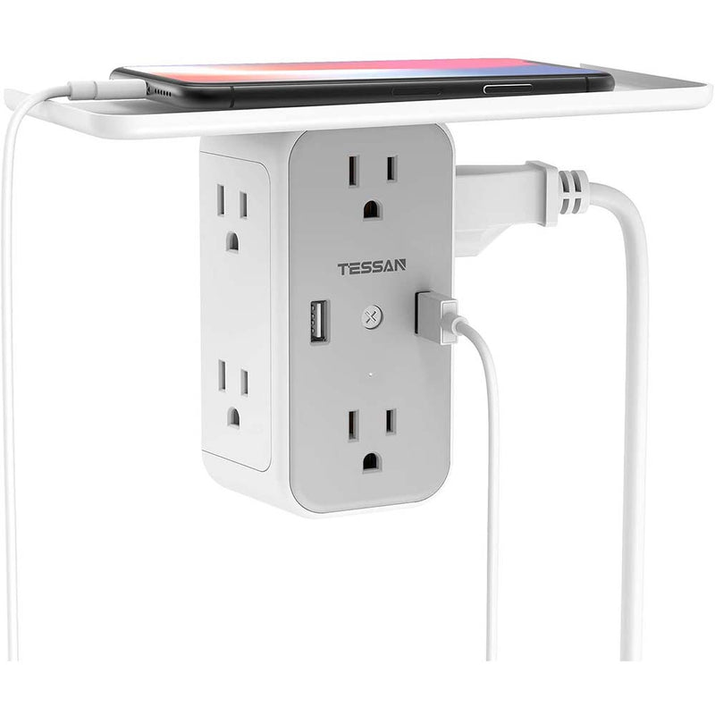 TESSAN Multi Plug Outlet Extender, USB Wall Charger with 6 Electrical Outlet Splitter
