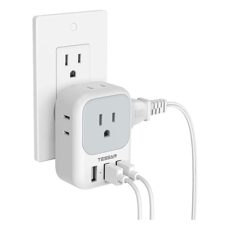 TESSAN Multi Plug Outlet Extender with USB, Electrical 4 Outlet Box Splitter Wall Charger