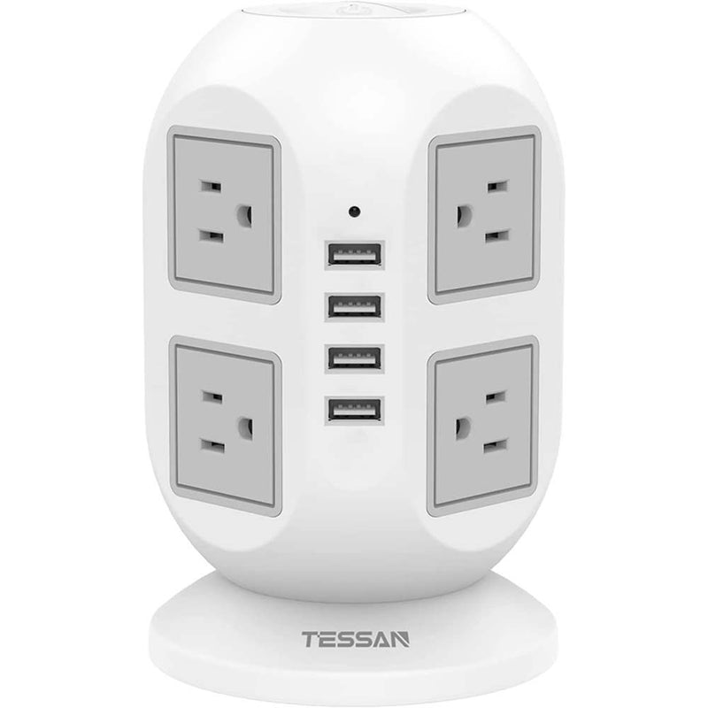 TESSAN Power Strip Tower  Surge Protector 8 AC Outlets with 4 USB Ports Charging Station