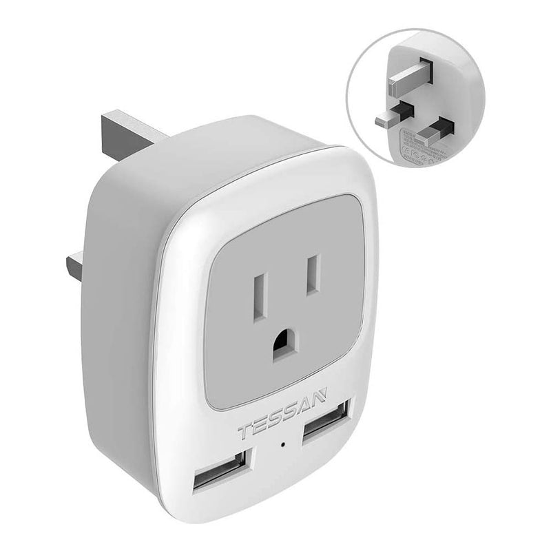 TESSAN UK Ireland Hong Kong Power Adapter, International Travel Plug, Type G Outlet Adaptor Charger