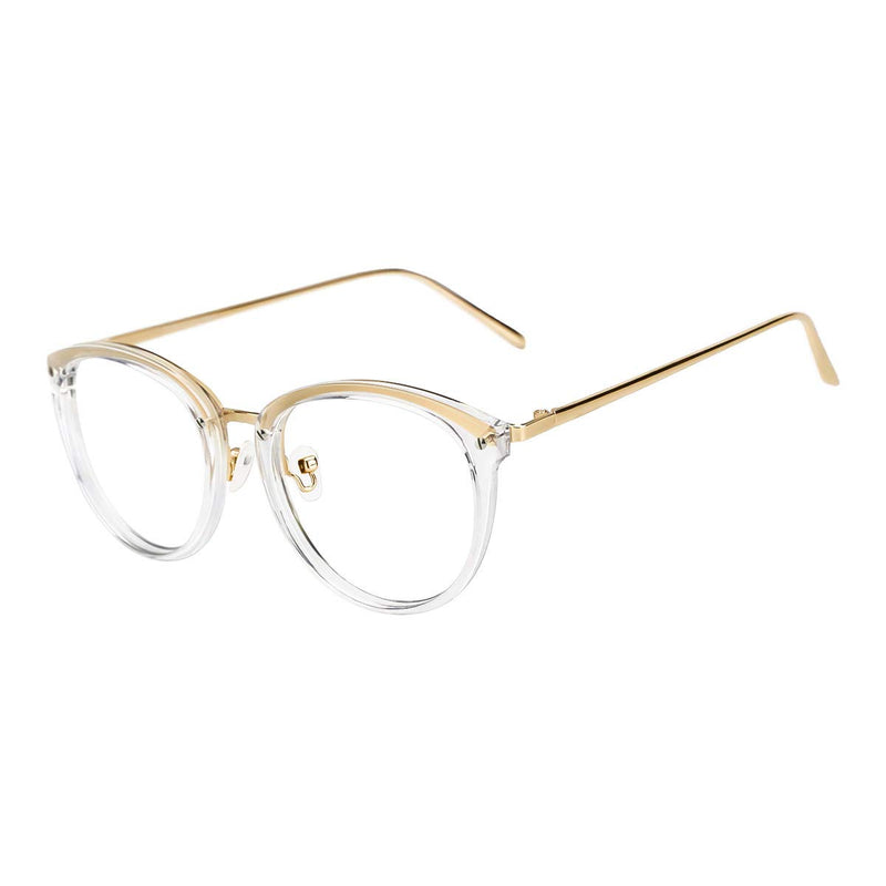 TIJN Blue Light Blocking Vintage Round Metal Optical Eyewear Non-prescription Eyeglasses Frame for Women
