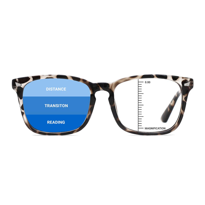 TIJN Vintage Square Progressive Multifocus Reading Glasses Anti Blue Light for Women Men Nerd Eyeglasses Readers