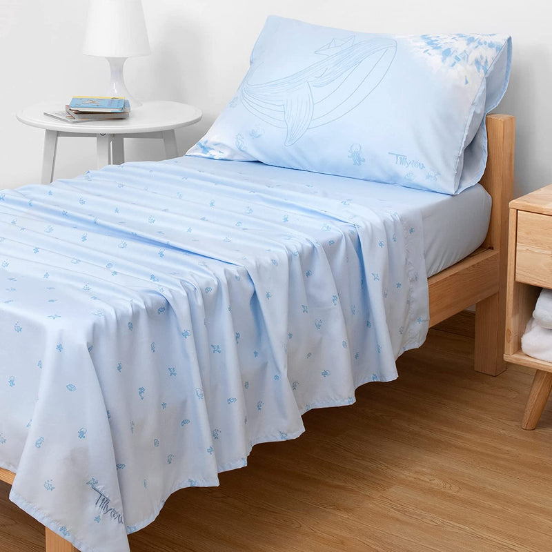 TILLYOU Brushed Microfiber Toddler Sheet Set,Silky Soft,Breathable and Lightweight Bedding Set