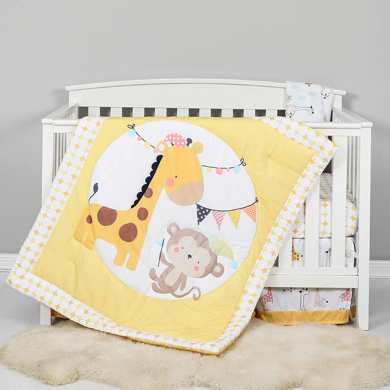 TILLYOU Elephant Theme Crib Bedding Set for Girls, Luxury Nursery Bedding Essential