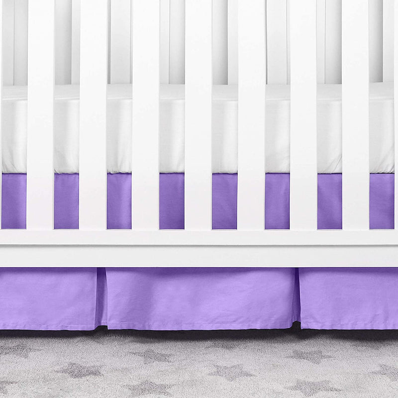 TILLYOU Pleated Crib Bed Skirt, Standard Nursery Bedding Toddler Bedskirt Solid