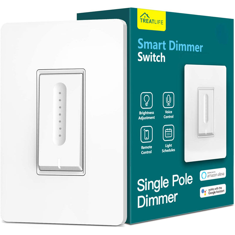 TREATLIFE Smart Dimmer Switch, Single-Pole Smart Switch for Dimmable Bulbs, 2.4GHz WiFi Smart Light Switch