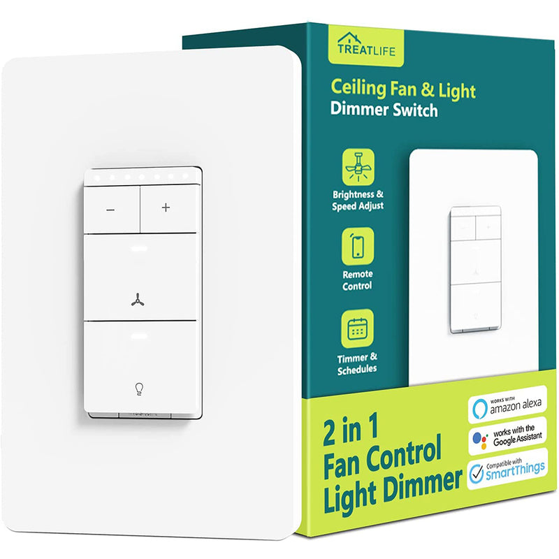 TREATLIFE Smart Light Switch Treatlife Single Pole Smart Switch, 2.4GHz Wi-Fi Timer Light Switch