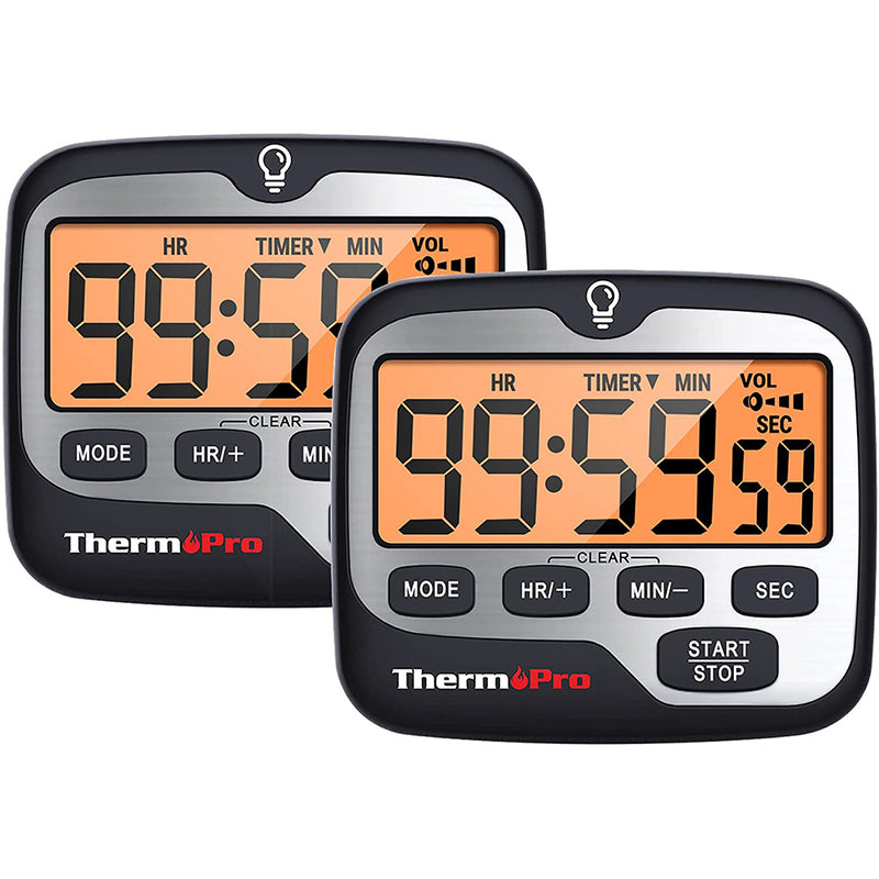 ThermoPro TM01 (2 Pack) Digital Kitchen Timer with Touchable Backlit and Count up