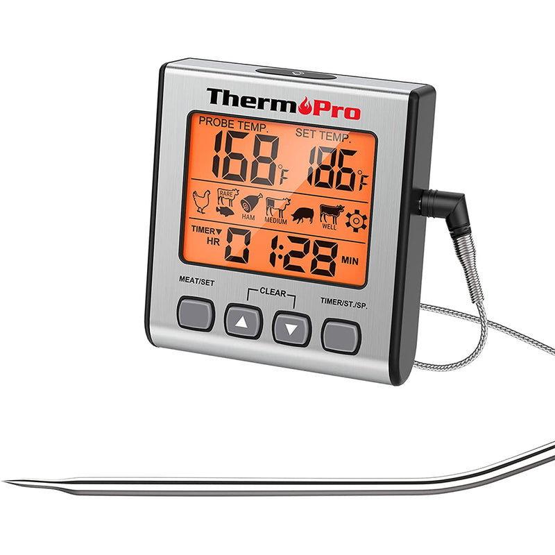 ThermoPro TP16S Digital Meat Thermometer with Backlight and Kitchen Timer