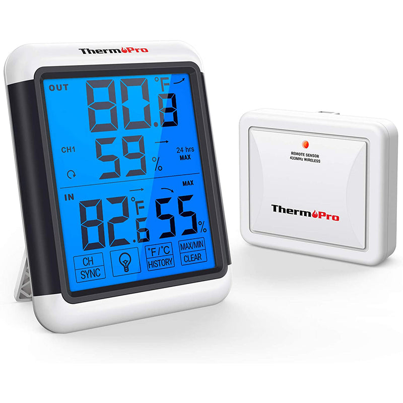 ThermoPro TP65 Digital Temperature Humidity Monitor with Jumbo Touchscreen and Backlight