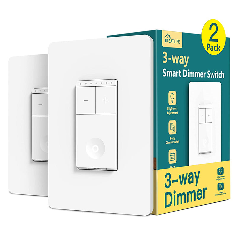 Treatlife 3 Way Smart Dimmer Switch 2 Pack Single Pole Smart Switch WiFi Light Switch Remote Control
