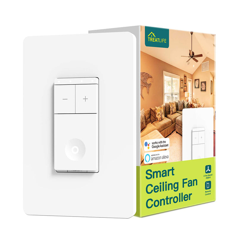 Treatlife Smart Ceiling Fan Control, 4 Speed Fan Switch for Ceiling Fan, Neutral Wire Required, Remote Control