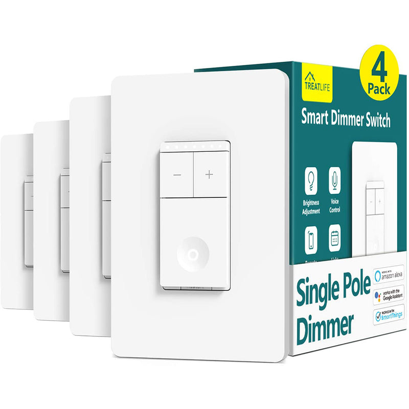 Treatlife Smart Light Switch  Dimmer Light Switch, 4 Pack, Neutral Wire Needed, 2.4Ghz Wi-Fi, Schedule, Remote Control