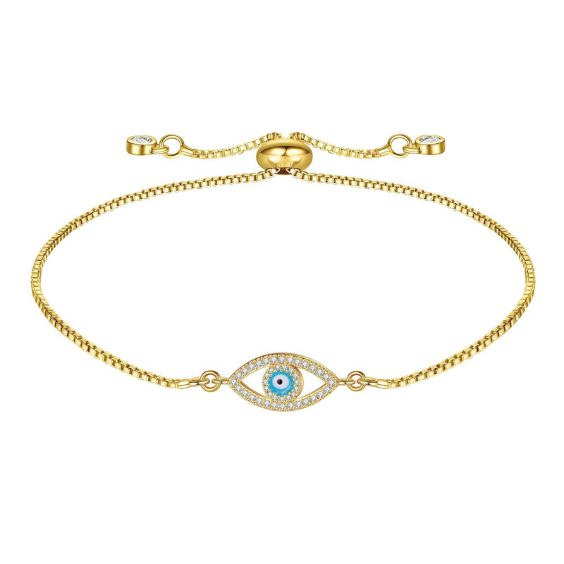 Turandoss Dainty Layered Bracelets,14K Gold Plated Adjustable Layering Bracelet