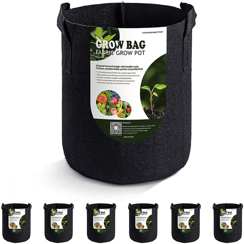 VIPARSPECTRA 6-Pack 7 Gallon Grow Bags,   Aeration Fabric Pots Container with Heavy Duty Durable Handles