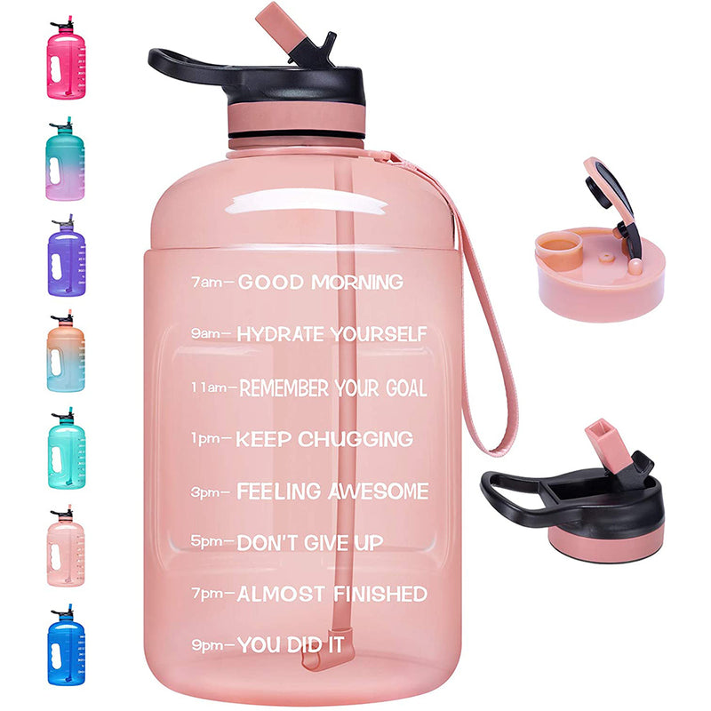 Venture Pal Large 1 Gallon Motivational Water Bottle with 2 Lids , Leakproof BPA Free Tritan Sports Water Jug