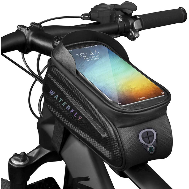 WATERFLY Bike Frame Bag - Waterproof Bike Phone Mount Handlebar Bag Phone Holder Bicycle Accessories