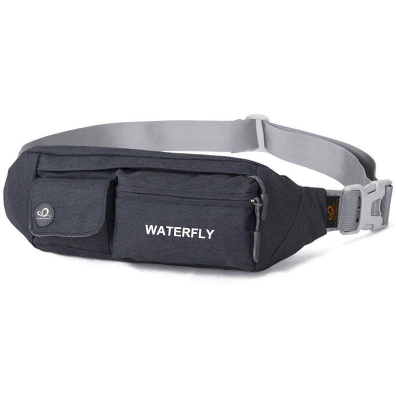 WATERFLY Fanny Pack Water Resistant Small Waist Pouch Slim Belt Bag with 4 Pockets for Running Travelling
