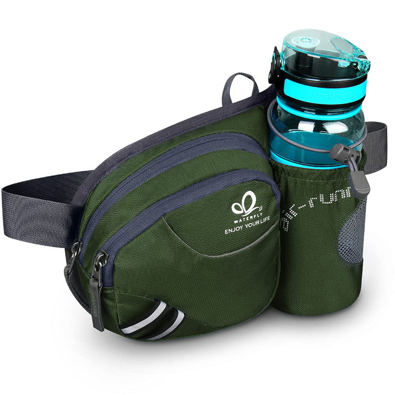 WATERFLY Hiking Waist Bag Fanny Pack with Water Bottle Holder Running & Dog Walking Fit All Phones